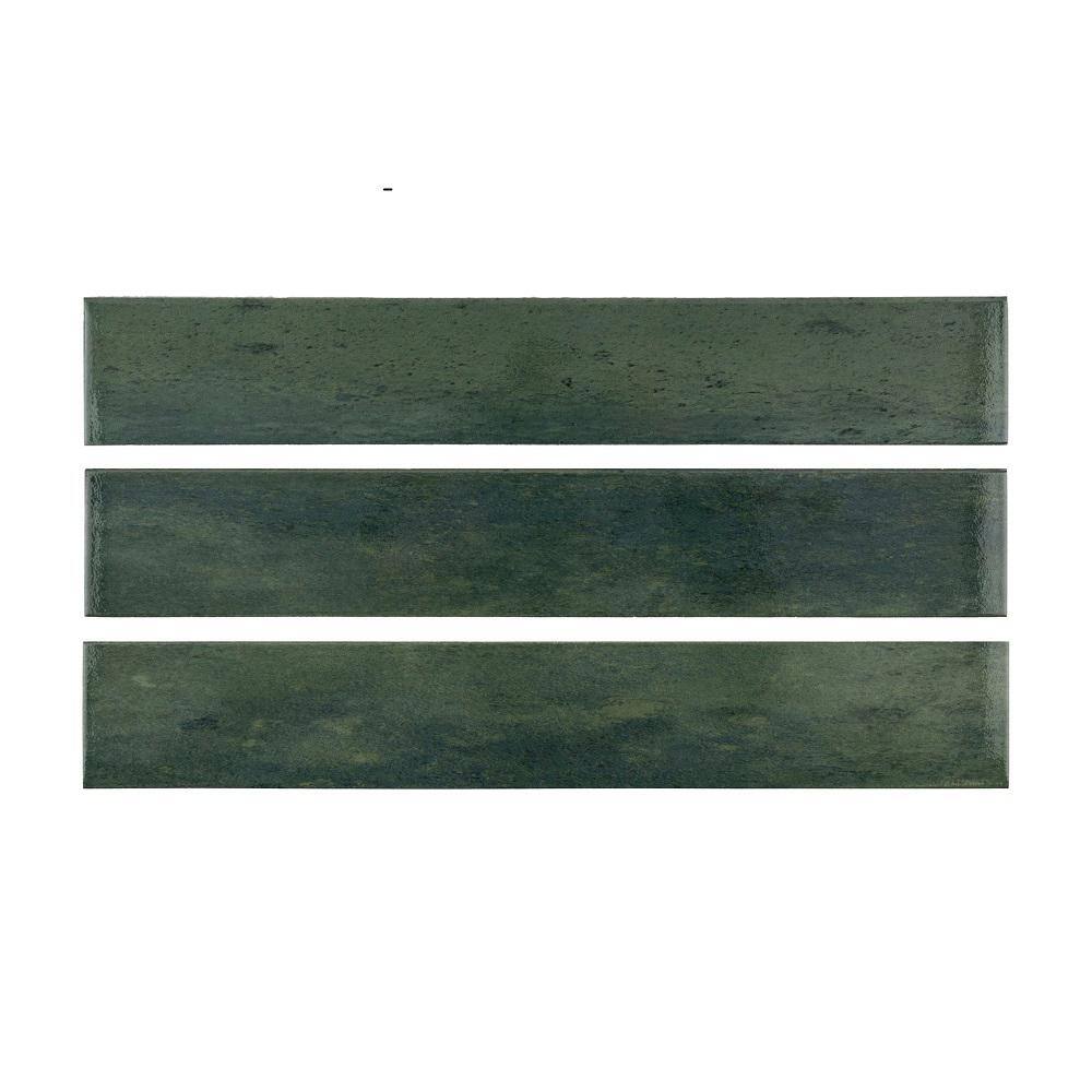 Jeffrey Court Typhoon Green 3 in. x 18 in. Subway Gloss Porcelain Wall and Floor Tile (10.76 sq. ft.Case) 13060