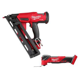 MW M18 FUEL 18-Volt Lithium-Ion Brushless Cordless Gen II 15-Gauge Angled Nailer with FUEL Brushless Multi-Tool 2839-20-2836-20