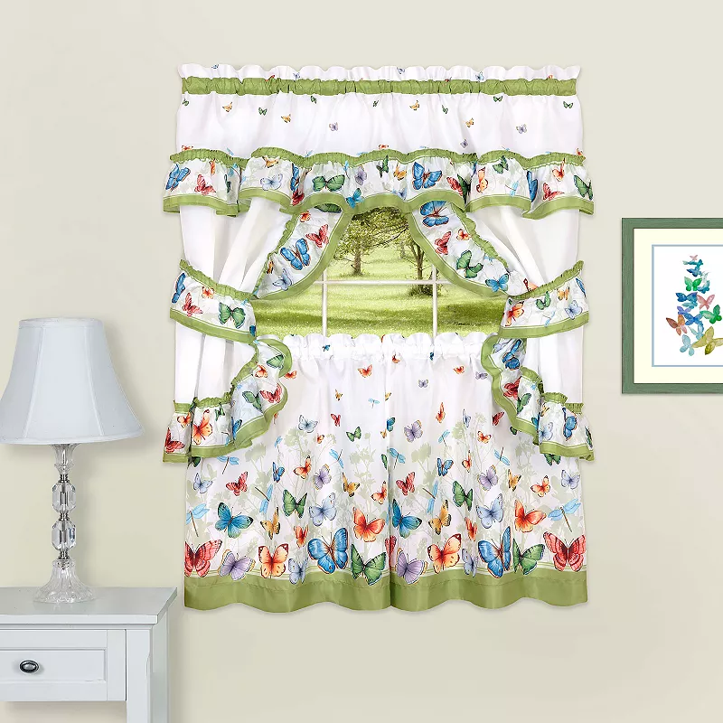 Achim Butterflies Printed Cottage Window Curtain Set