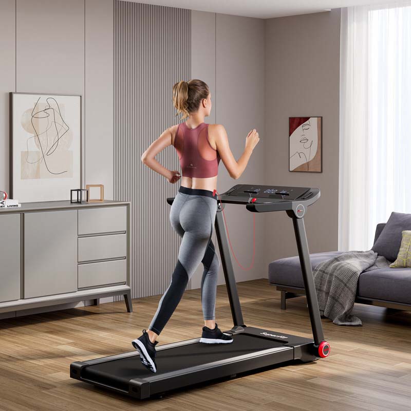 3.75 HP Folding Treadmill Heavy Duty Running Machine with APP Control & No Assembly