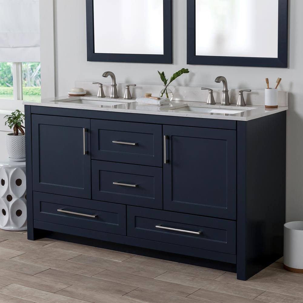 Home Decorators Collection Craye 60 in. W x 21.6 in. D x 34 in. H Bath Vanity Cabinet without Top in Deep Blue CY60-DB