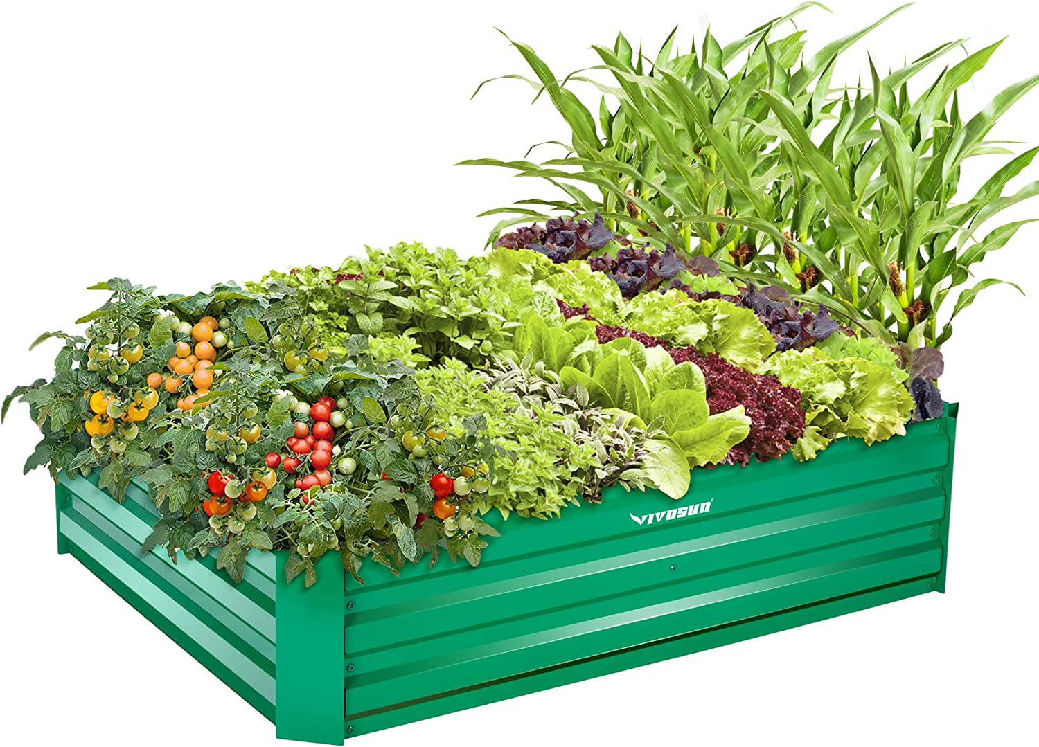 VIVOSUN 4x3x1 ft. Galvanized Raised Garden Beds with Gloves for Outdoor Gardening