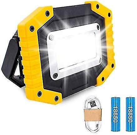 Rechargeable Led Work Light - Trongle 30w Battery Operated Floodlight With 3 Modes Camping Cob Floodlight With Waterproof Usb For Fishing， Hiking(batt