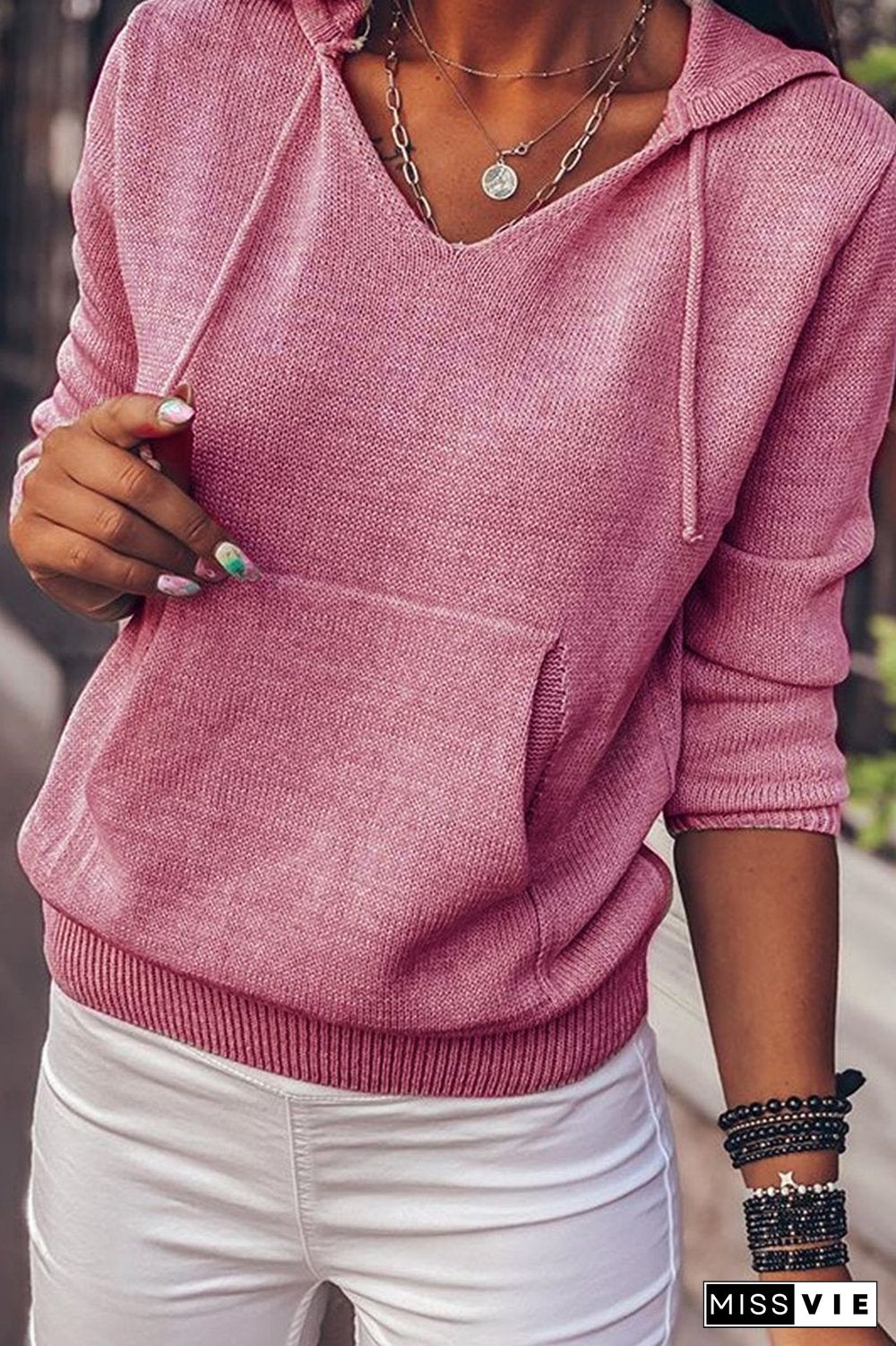 Hooded Long Sleeve Solid Sweatshirt