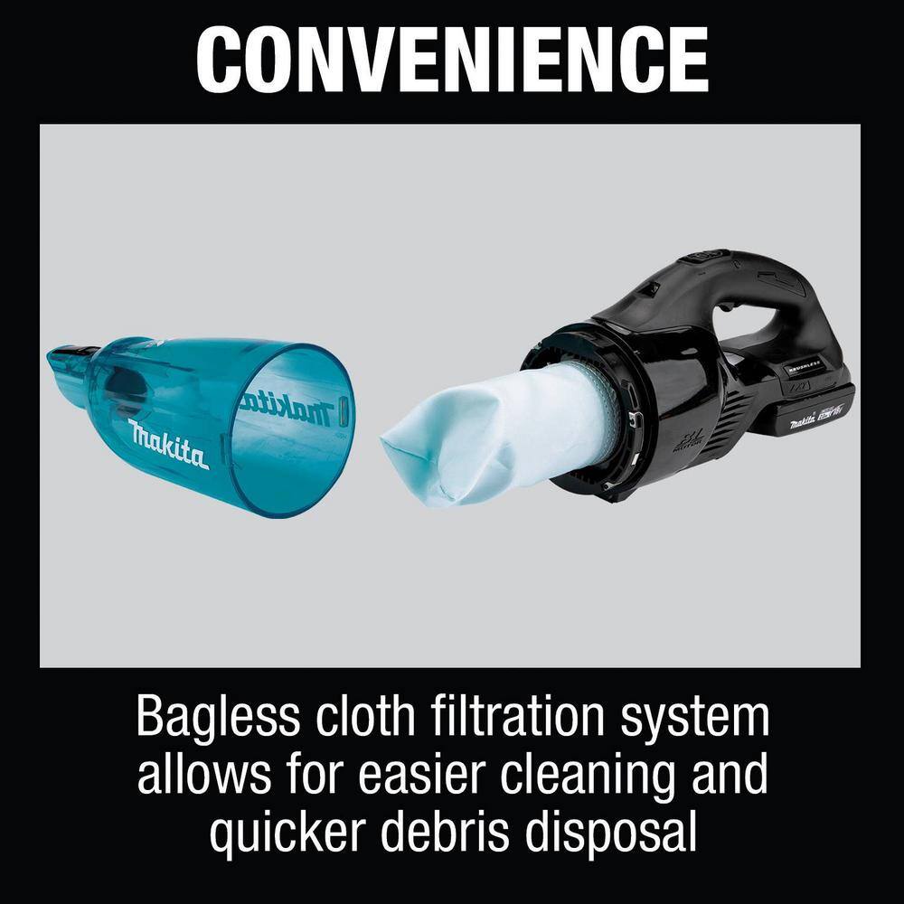 Makita 18-Volt LXT Lithium-Ion Compact Brushless Cordless Vacuum Kit 2.0 Ah XLC03R1BX4