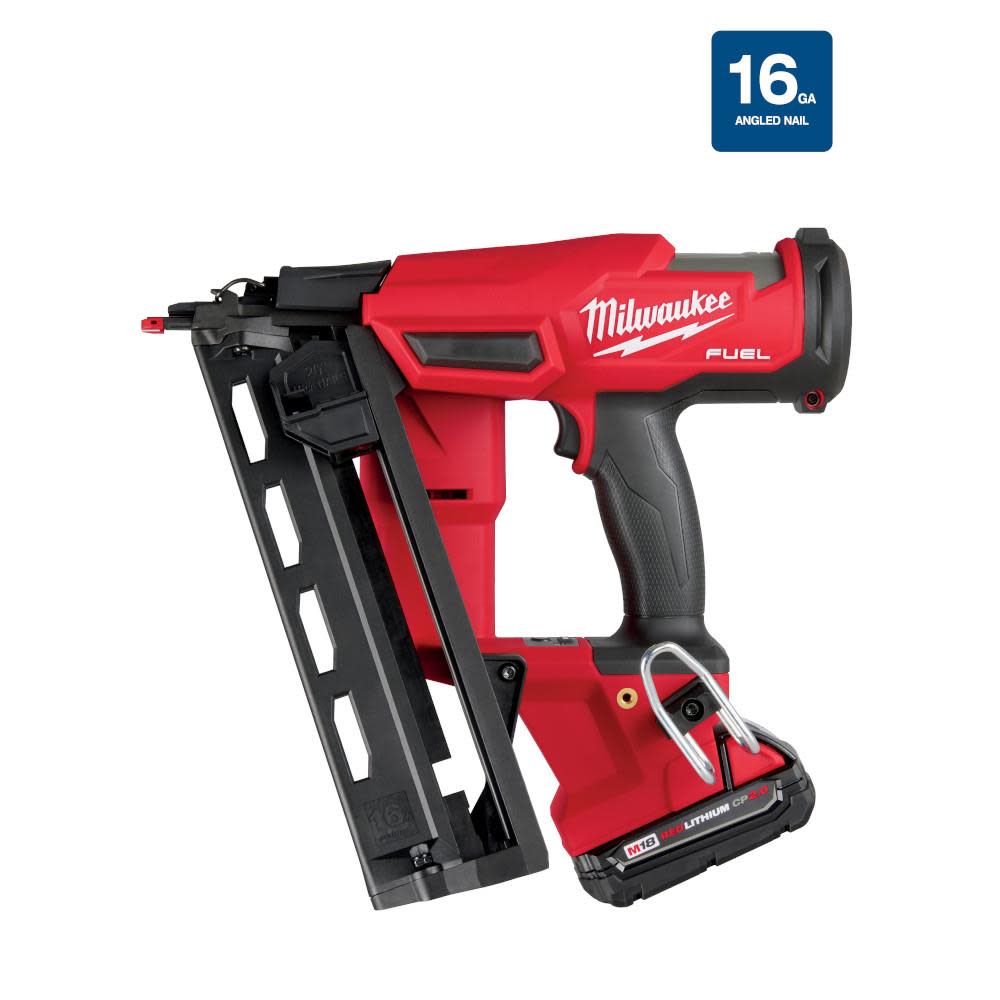 Milwaukee M18 FUEL? 16 Gauge Angled Finish Nailer Kit ;