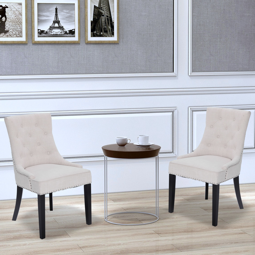 Home Beyond 2 Piece Wing Backed Dining Chair Set   Transitional   Dining Chairs   by Home Beyond  Houzz