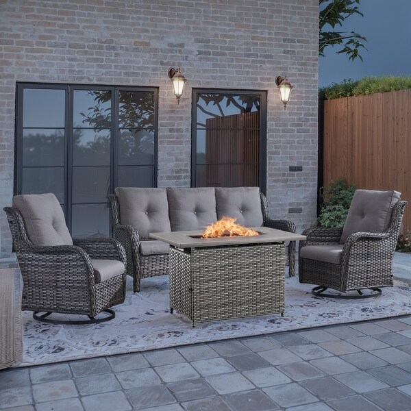 Patio Sofa Sets with Fire Pit Table