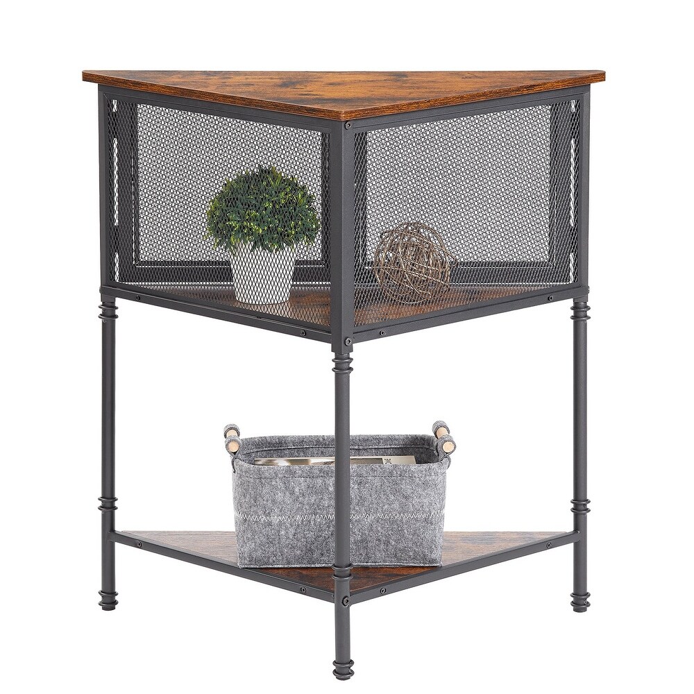 Triangle Side Table Corner Table with 3 tier Storage Shelf