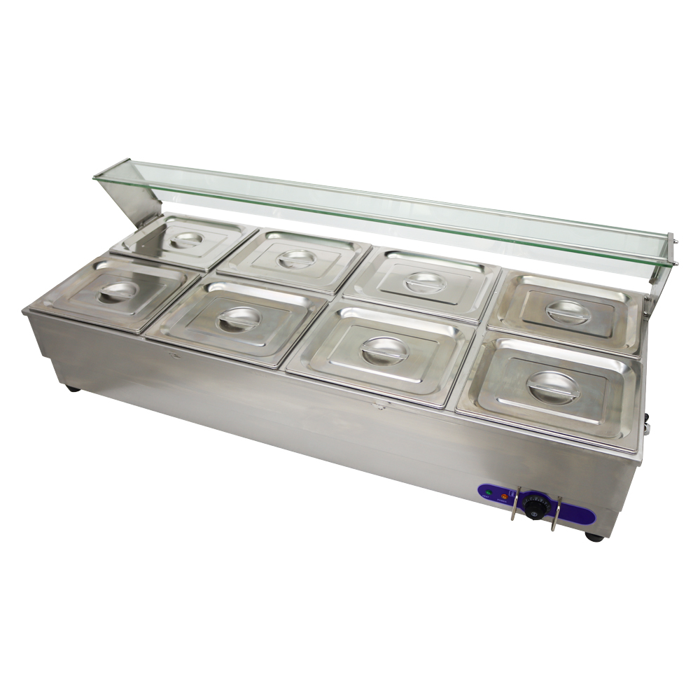 TECHTONGDA Buffet Food Warmer Stainless Steel Bain Marie Buffet Countertop 8 Pan Electric Steam Heater 6