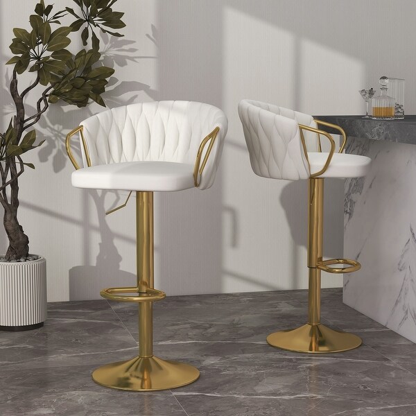 2 Set Counter Height Velvet Bar Stools