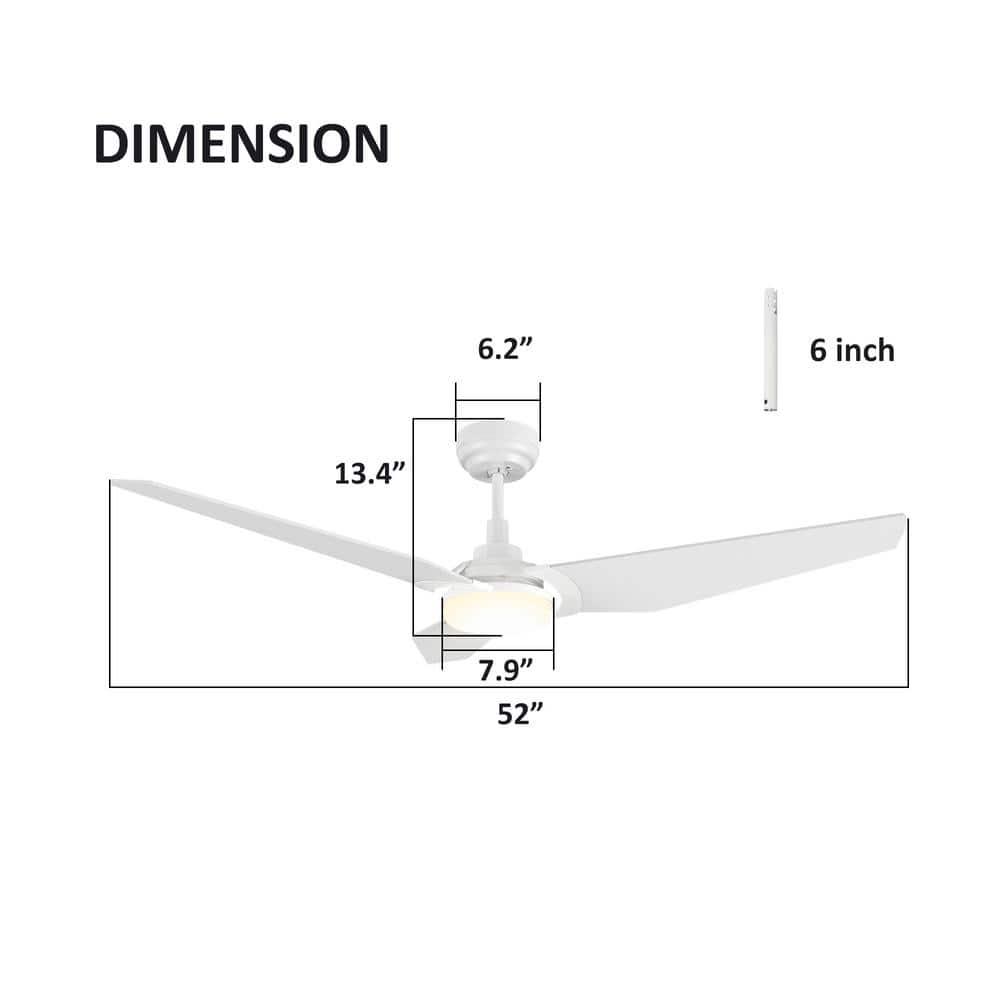 CARRO Brently 52 in Dimmable LED IndoorOutdoor White Smart Ceiling Fan with Light and Remote Works with AlexaGoogle Home