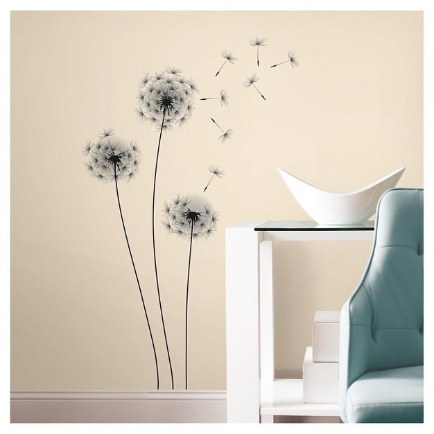 Whimsical Dandelion Peel And Stick Wall Decal Black Roommates