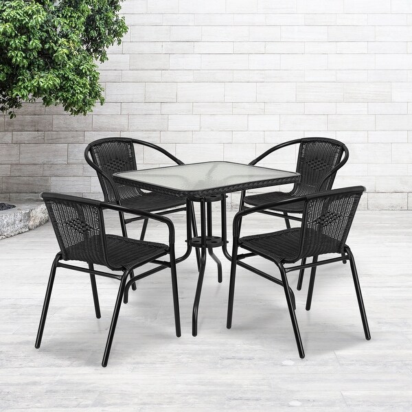 Powdercoated Aluminum/ Rattan Lightweight 5piece Outdoor Dining Set