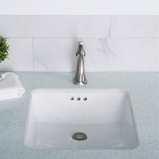 KRAUS Elavo Square Ceramic Undermount Bathroom Sink in White with Overflow KCU-231