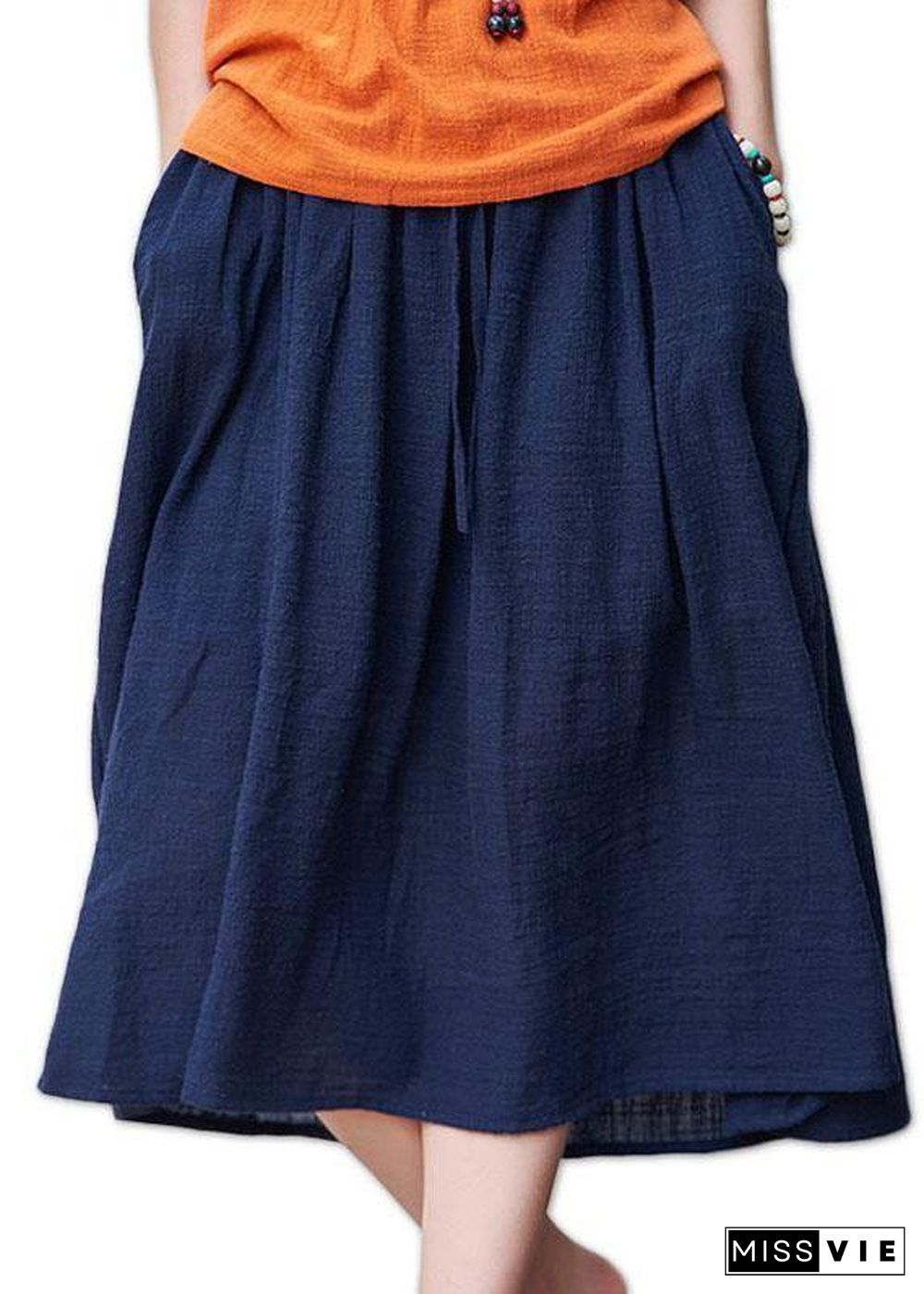 Retro Cotton And Hemp Baggy Thin tight Waist Skirt