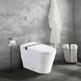 ANGELES HOME Round Smart Toilet Integrated Bidet in White Heated Seat Self Cleaning Nozzle Ultra Thin Cover and Remote Control MST740-1