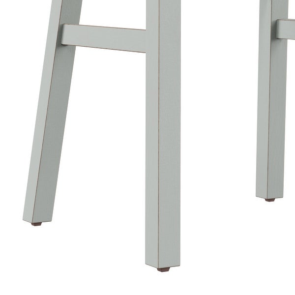 The Gray Barn Nettle Bank Wood Backless Bar Height Stool， Light Aged Blue - 29H x 18W x 17.5D