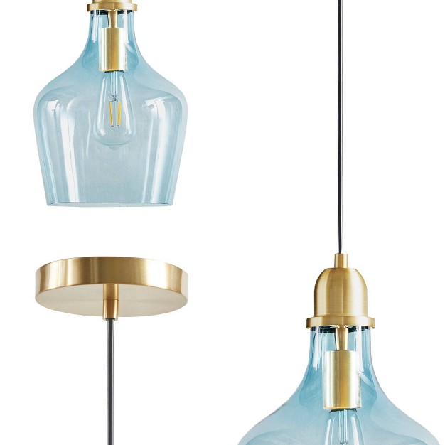 Auburn Bell Shaped Glass Pendant Gold blue Hampton Hill