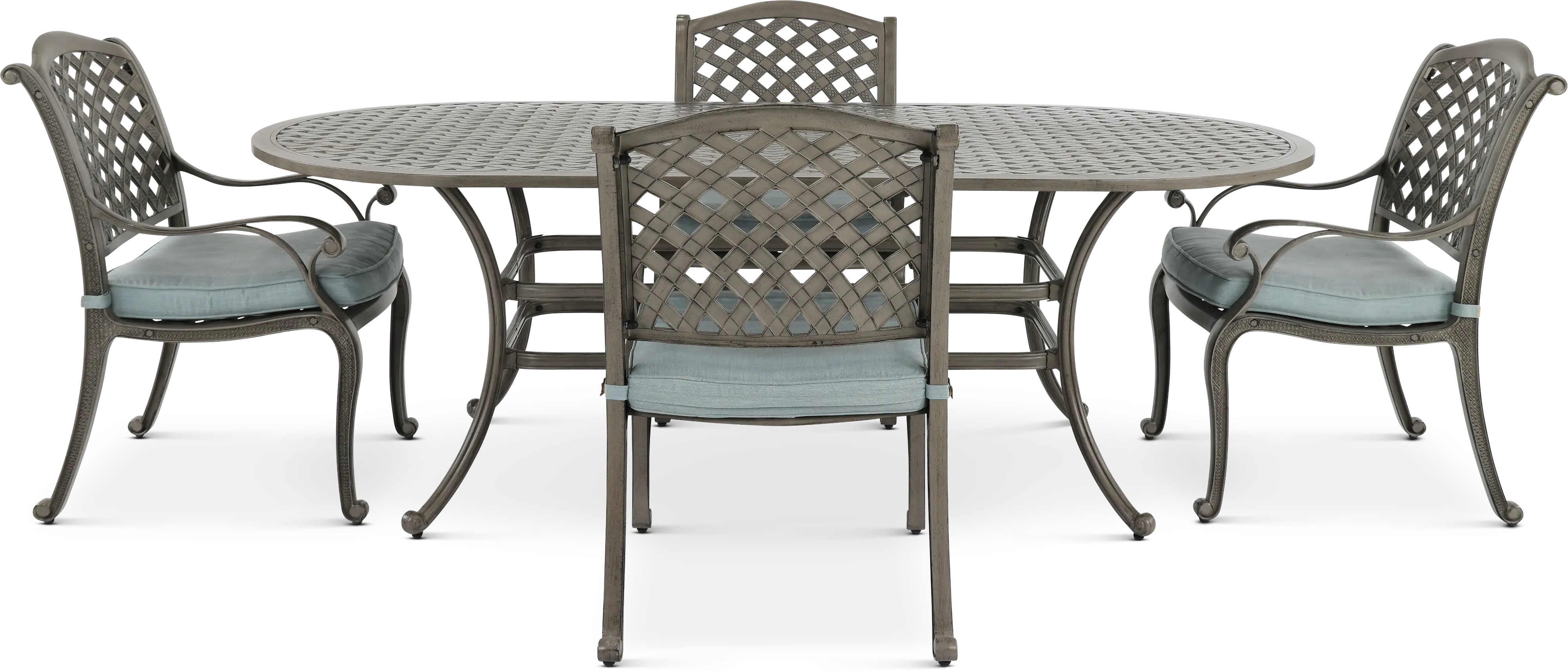 Macan Gray Cast Metal 5 Piece Oval Patio Dining Set