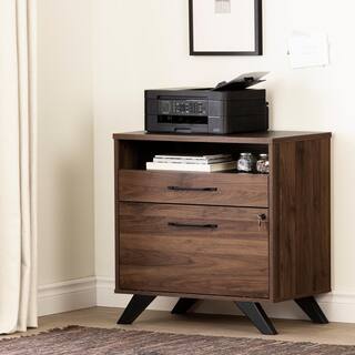 South Shore Helsy Natural Walnut Decorative Lateral File Cabinet with 2-Drawers 13313