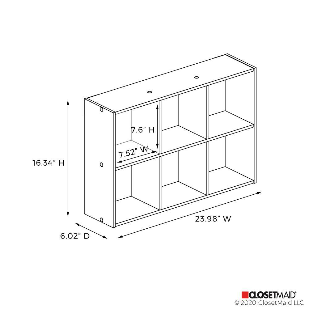 ClosetMaid 16.34 in. H x 23.98 in. W x 6.02 in. D Weathered Teak Wood Mini 6-Cube Storage Organizer 5431