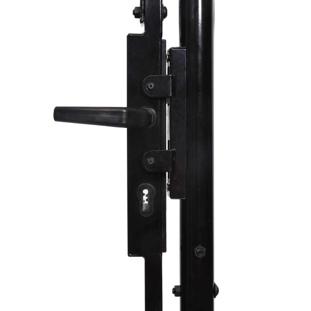 Charmma Fence Gate Single Door with Spike Top Steel 3.3'x4.9' Black