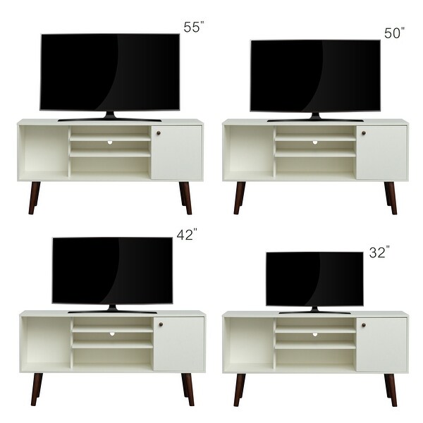 53'' Mid-Century Living Room TV Stand with Wooden LegsandStorage， up to 55 In