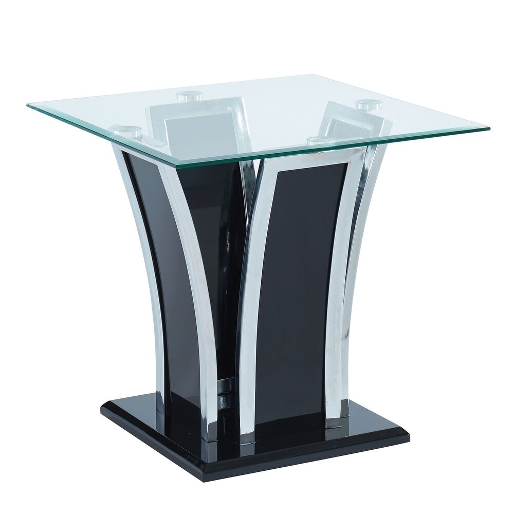 Brian Modern 24 inch Glass Top Side Table by Silver Orchid