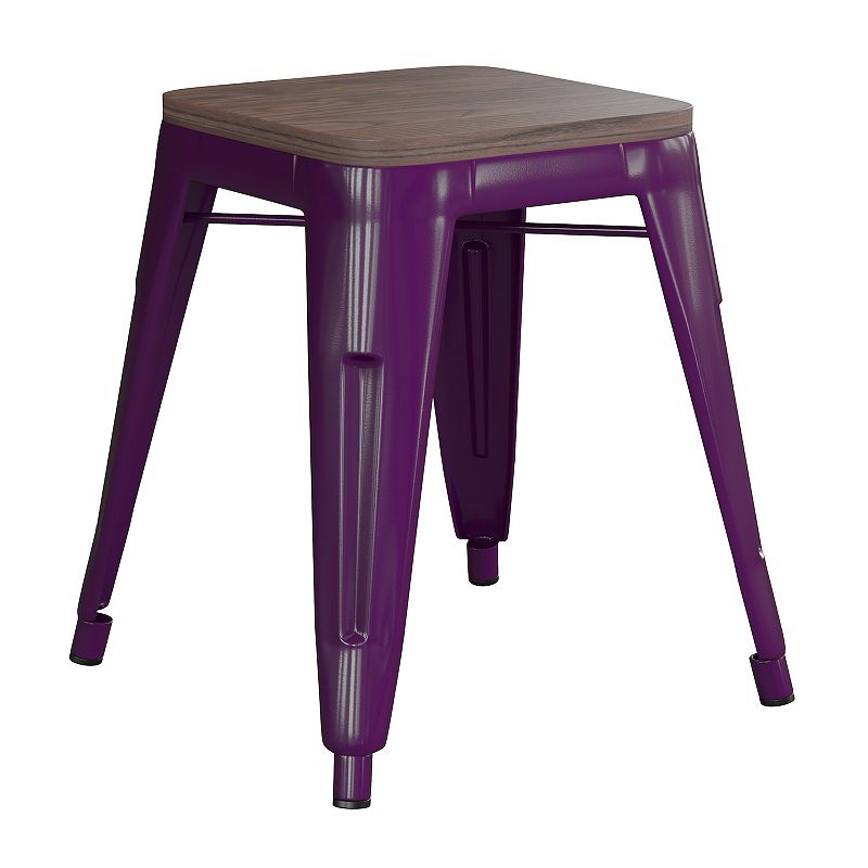 Flash Furniture Kai Purple Backless Table Height Stool 4-piece Set