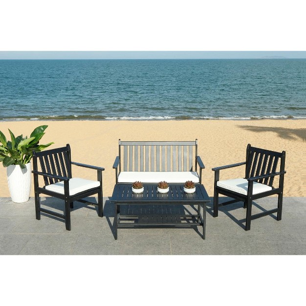 Burbank 4 Piece Patio Outdoor Conversation Set Safavieh