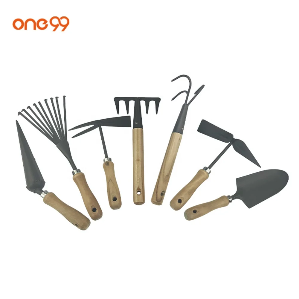 one99 plants garden hand tools set wholesale 7pcs floral wooden gardening tool gift set