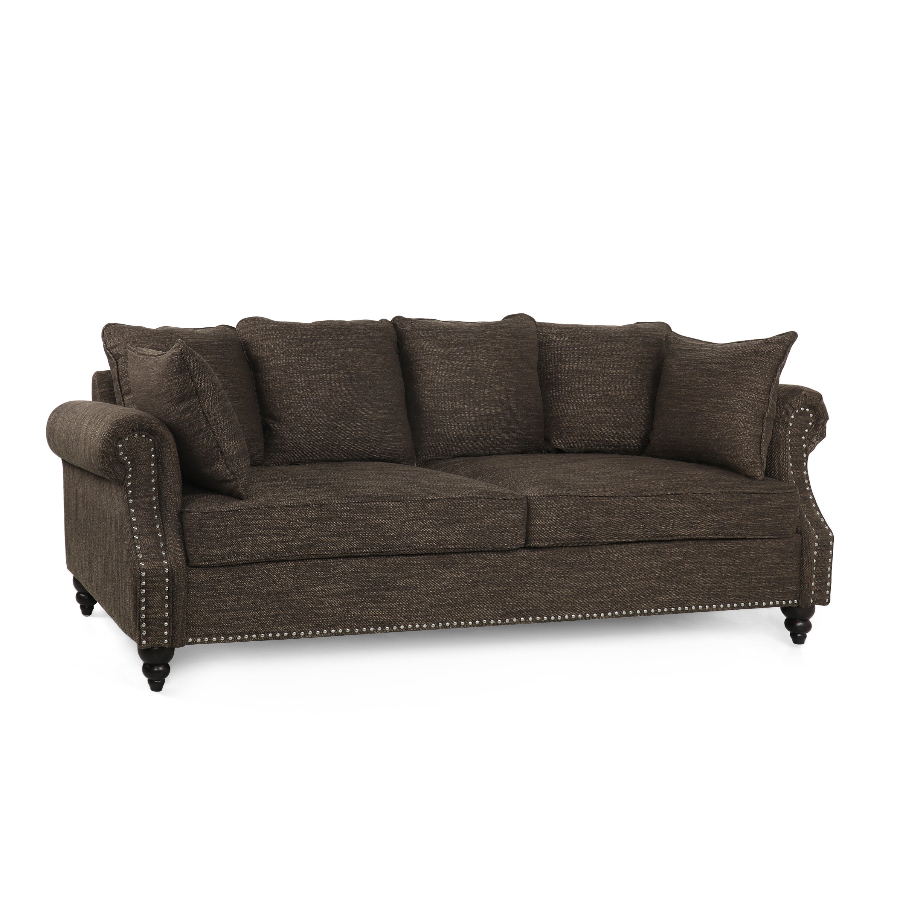 Bonny Contemporary Fabric Pillowback 3 Seater Sofa with Nailhead Trim