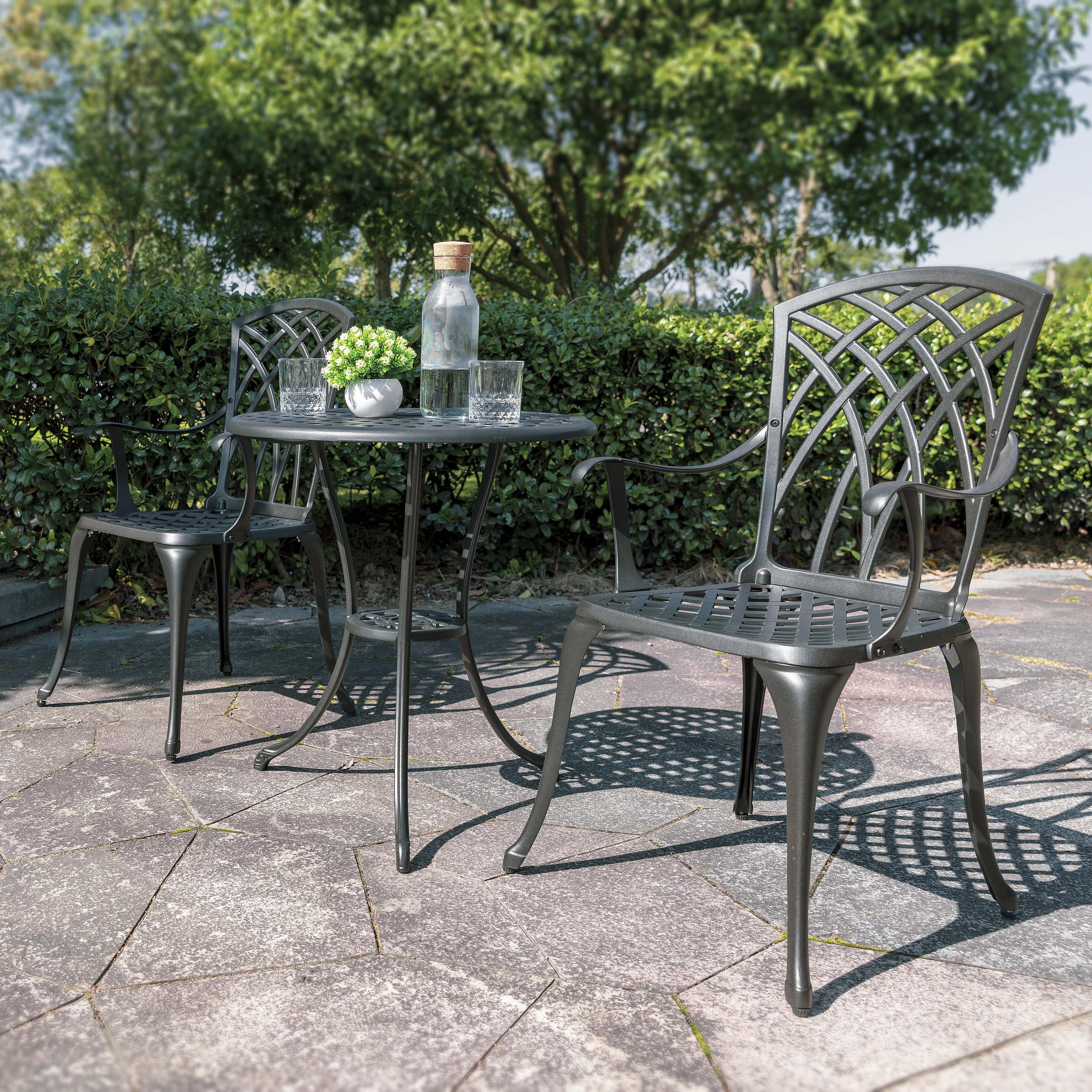 Nuu Garden 3 Piece Patio Bistro Sets Cast Aluminum Bistro Table Set Outdoor, Black with Golden Powder