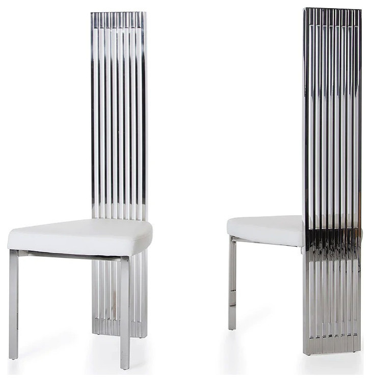 Adalyn Modern White Leatherette Dining Chair  Set of 2   Contemporary   Dining Chairs   by Virgil Stanis Design  Houzz