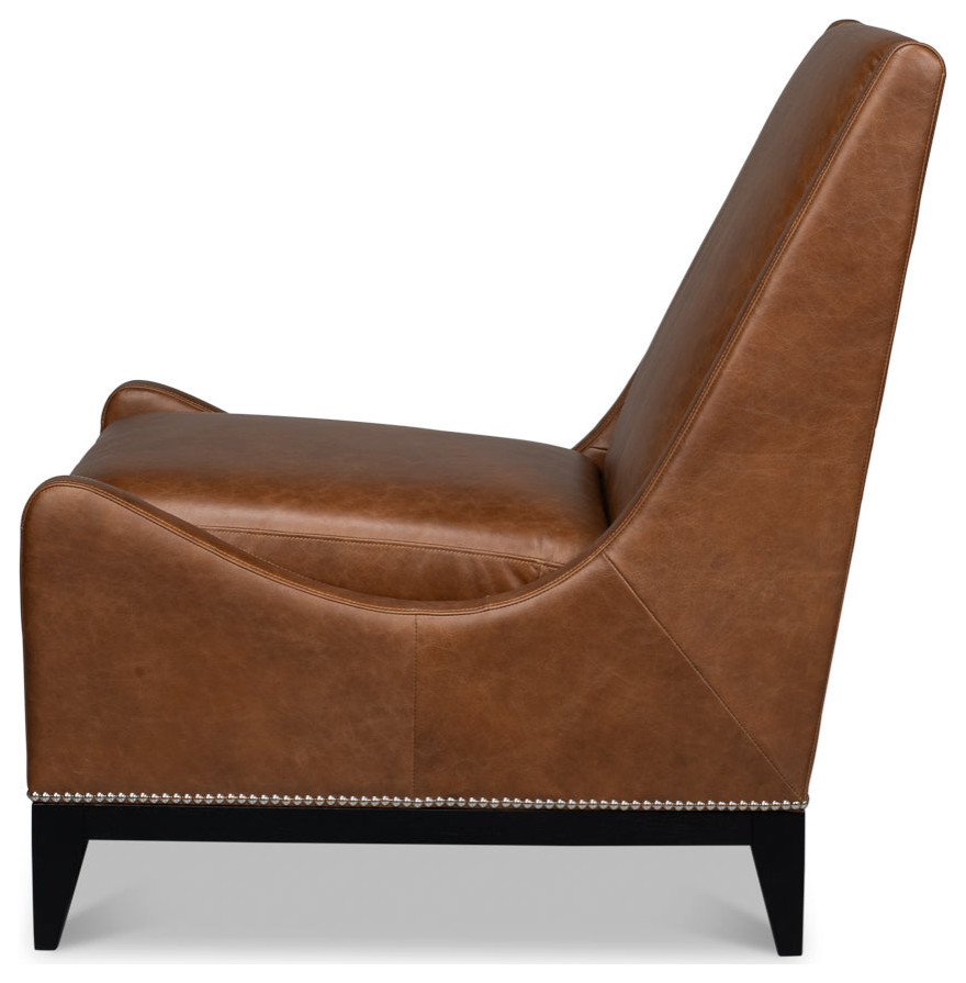 Brandy Slipper Accent Chair In Distilled Leather   Contemporary   Armchairs And Accent Chairs   by Sideboards and Things  Houzz