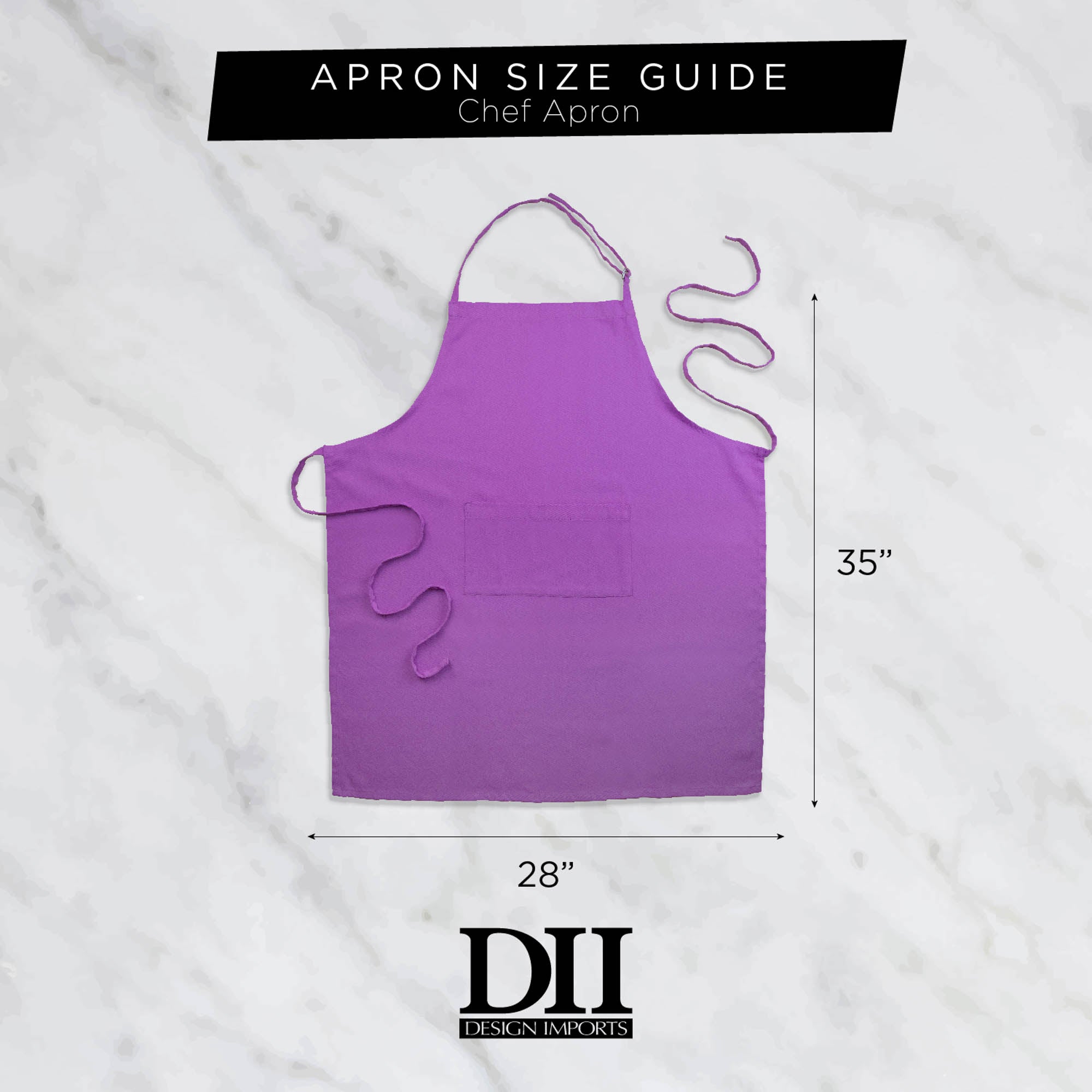 DII Chino Chef Kitchen Apron， 32x28， 100% Cotton， Multiple Colors