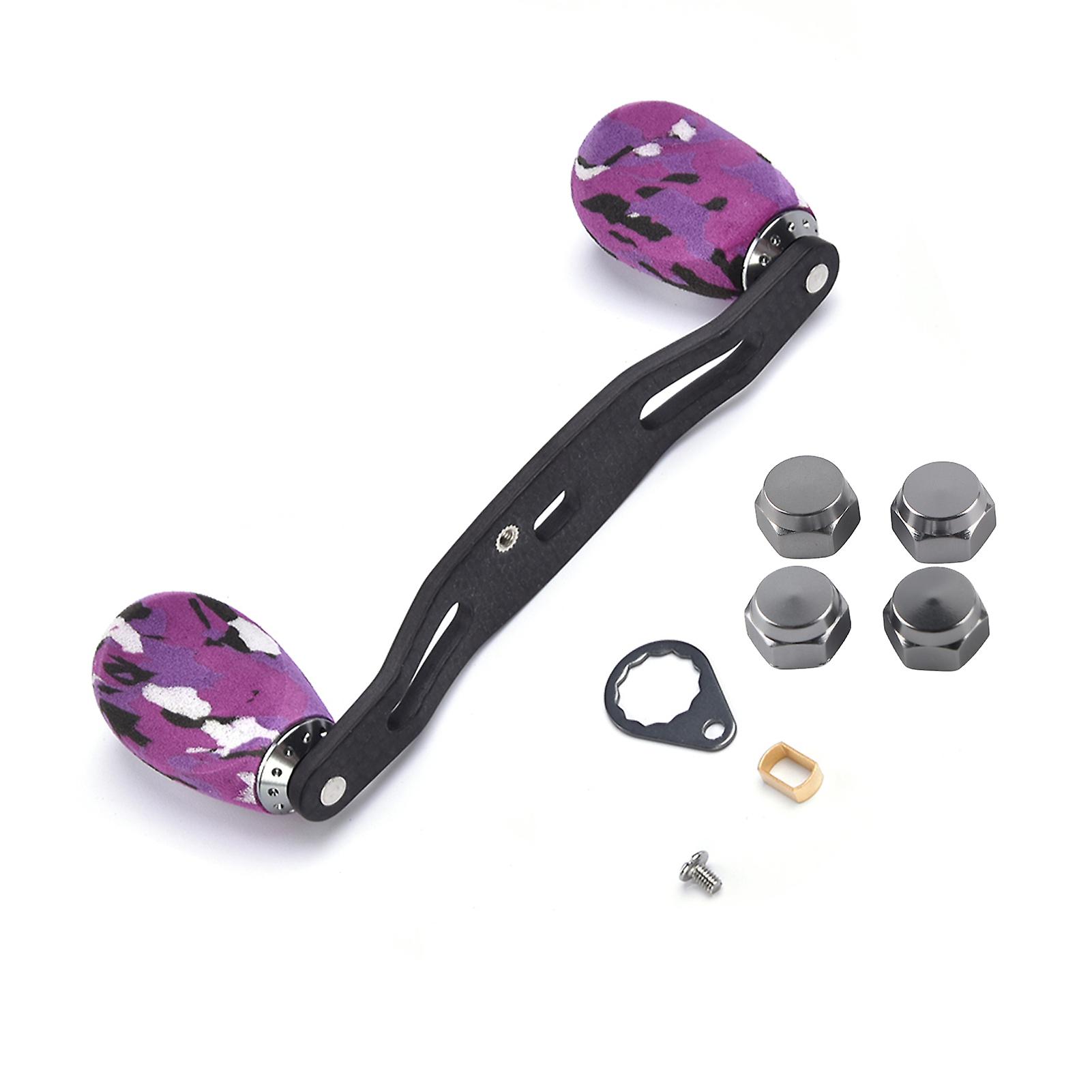 Fishing Reel Handle Knob Carbon Fiber Frame With Fittings Replacement Parts 95mm (purple)