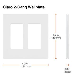 Lutron Claro 2 Gang Wall Plate for DecoratorRocker Switches Gloss White (CW-2-WH-2PK) (2-Pack) CW-2-WH-2PK