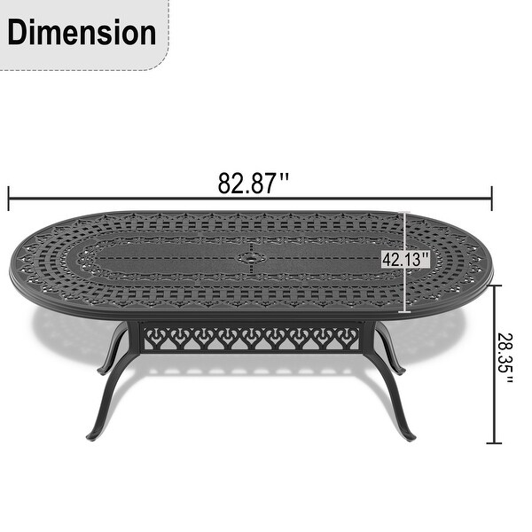 82.87 in. x 42.13 in. Cast Aluminum Patio Dining Oval Table for Balcony，Lawn，Garden，Backyard