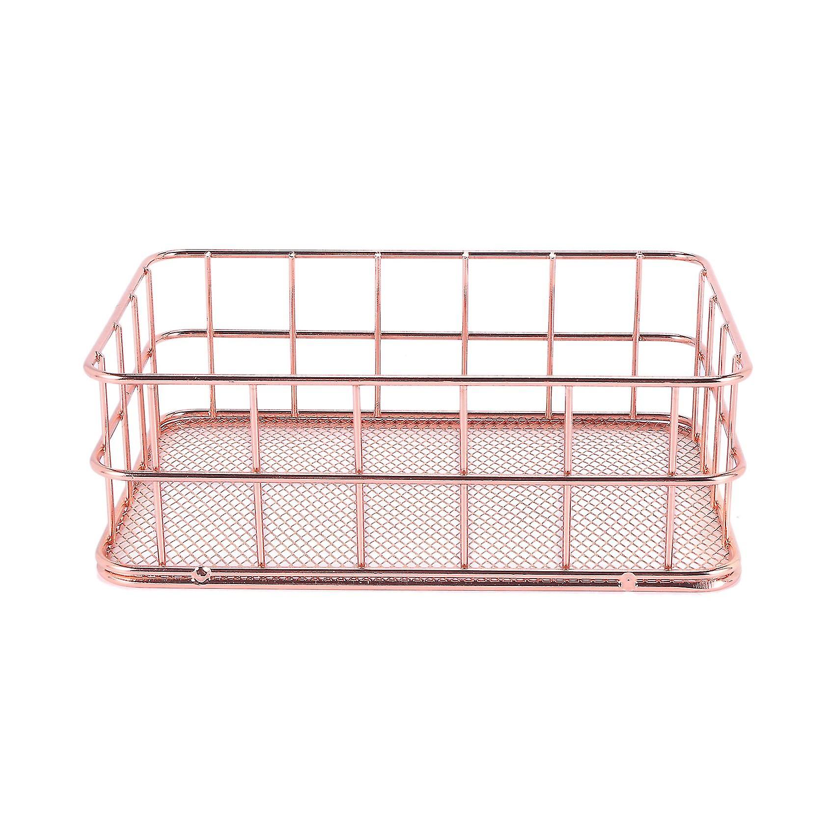 Storage Basket Metal Wire Bathroom Shelves Makeup Organiser Gold Brush Pen Holder Wire Mesh Bathroo