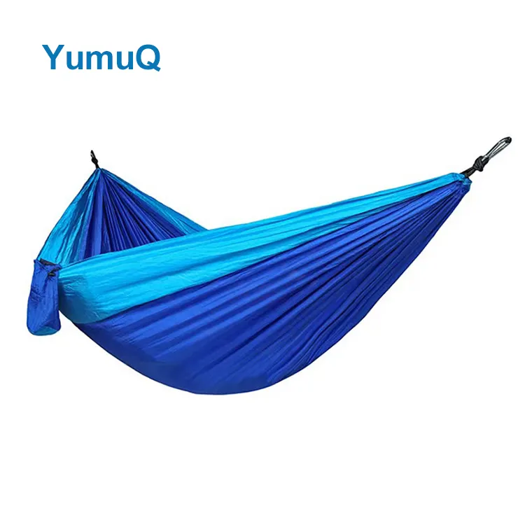 YumuQ 2023 Custom Cheap 1 Or 2 Person Portable Striped Hammock For Outdoor Travel Leisure Bed