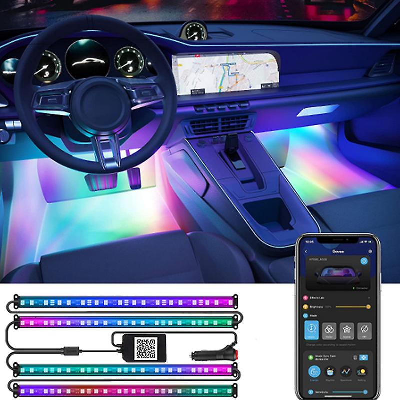 Foot Sound-activated Led Car Colorful Music Rhythm Light-app Bluetooth Colorful [usb Interface] 48led (one Set)