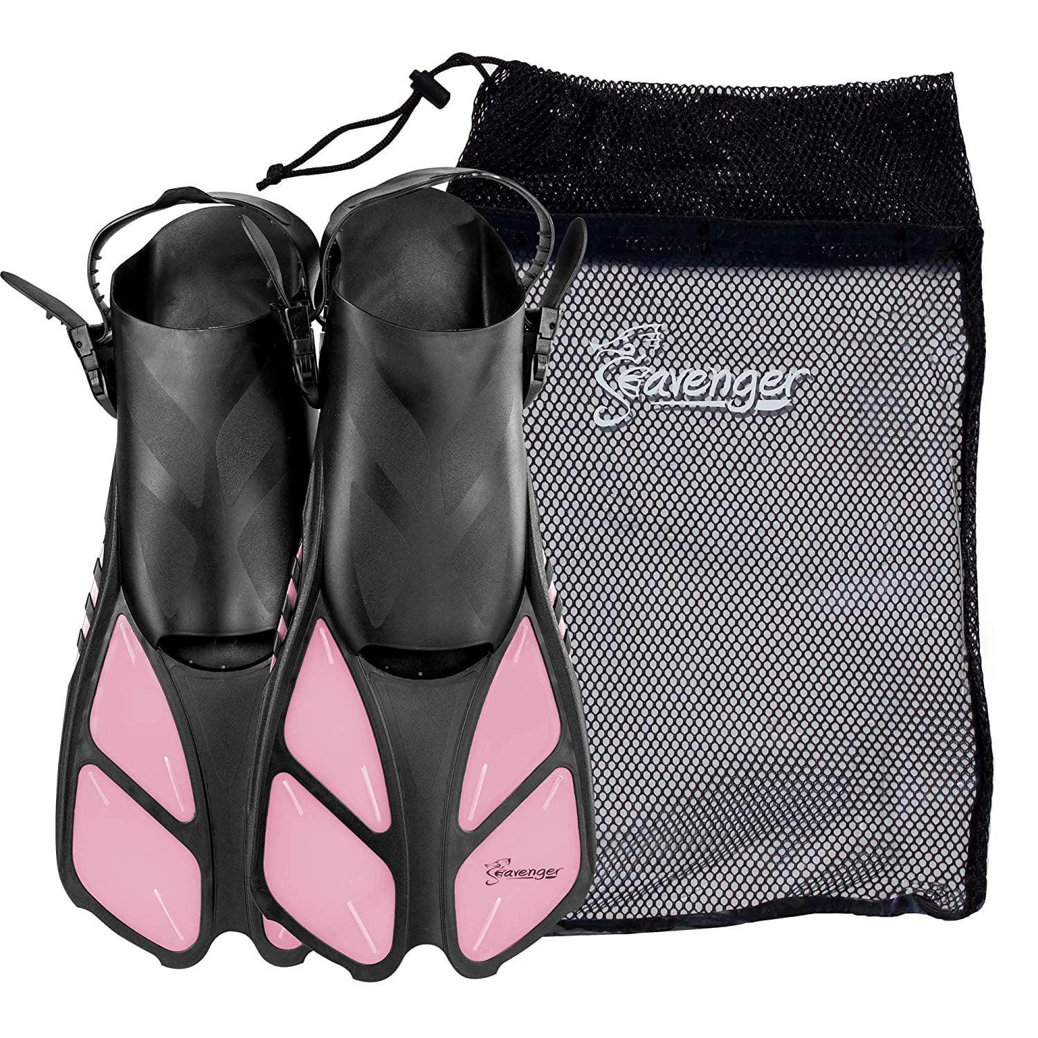 Seavenger Torpedo Swim Fins | Travel Size | Snorkeling Flippers With Mesh Bag For Women， Men And Kids (Bubblegum Pink， XS/XXS)