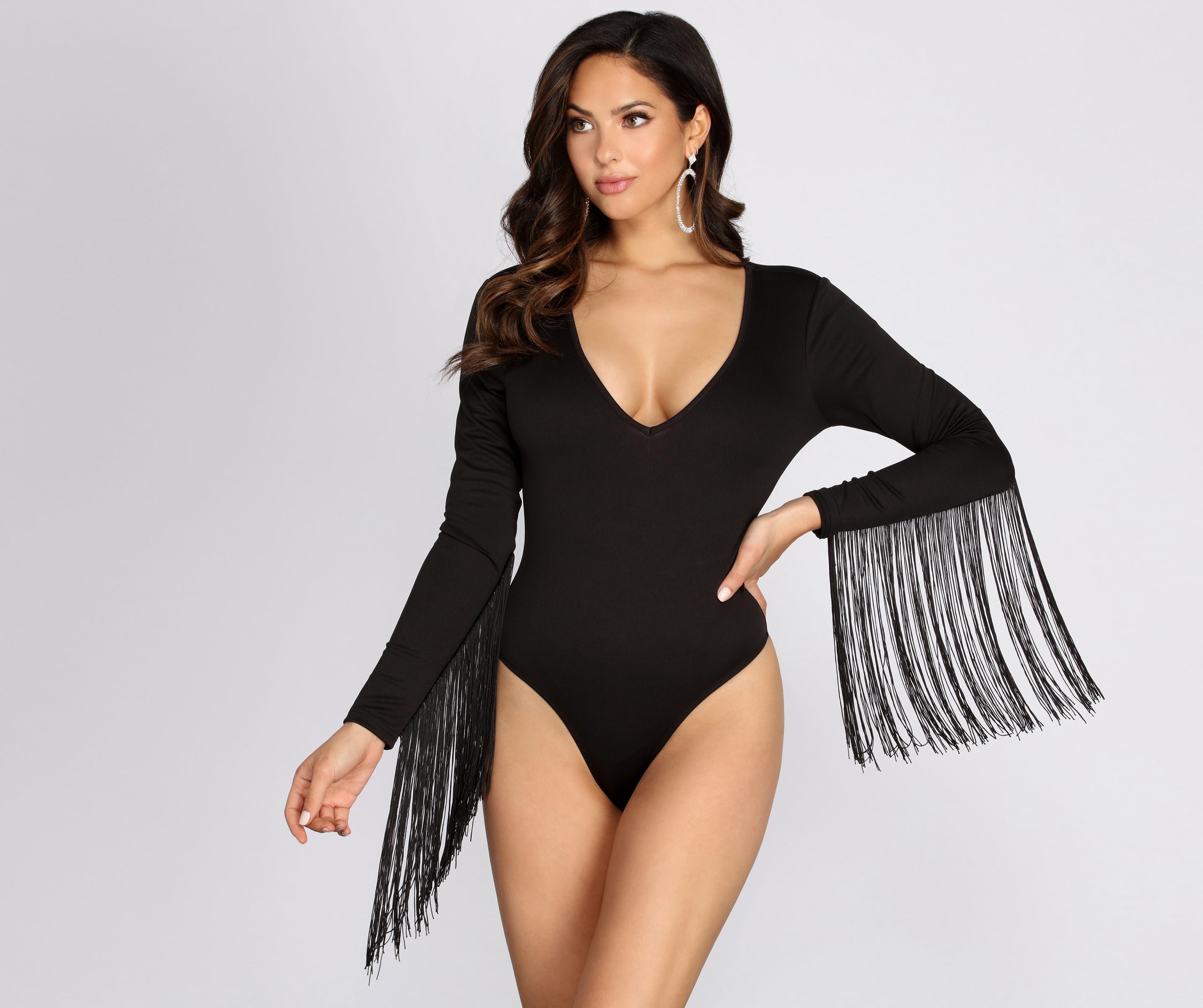 Stevie Fringe Long Sleeve Bodysuit