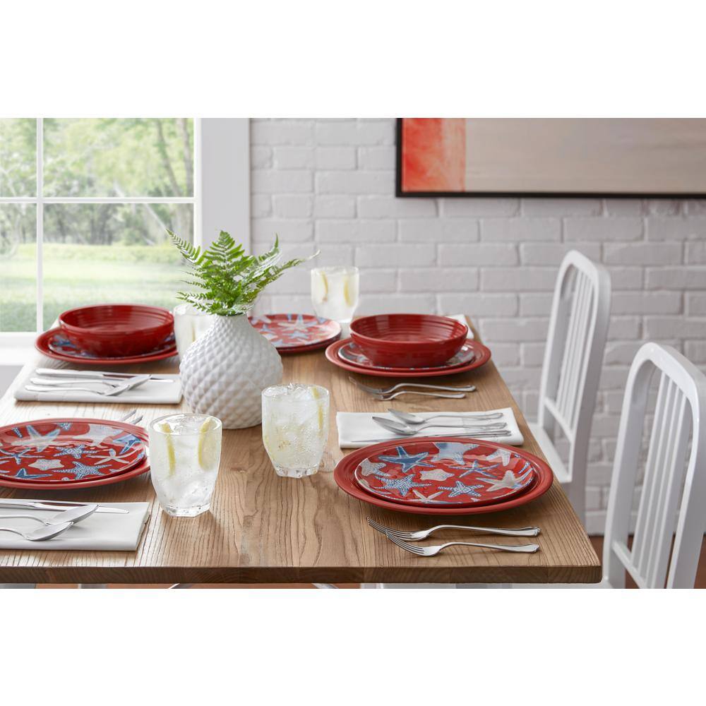 StyleWell Taryn Melamine Dinner Bowls in Ribbed Chili Red (Set of 6) FF5849CHI