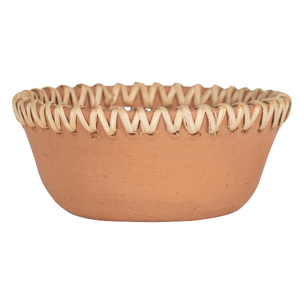 Terracotta amp Cane Weave Bowl Foreside Home amp Garden