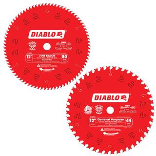 DIABLO 12 in. x 44-Tooth General Purpose and 12 in. x 80-Tooth Fine Circular Saw Blades (2-Blades) D12441280X2GS