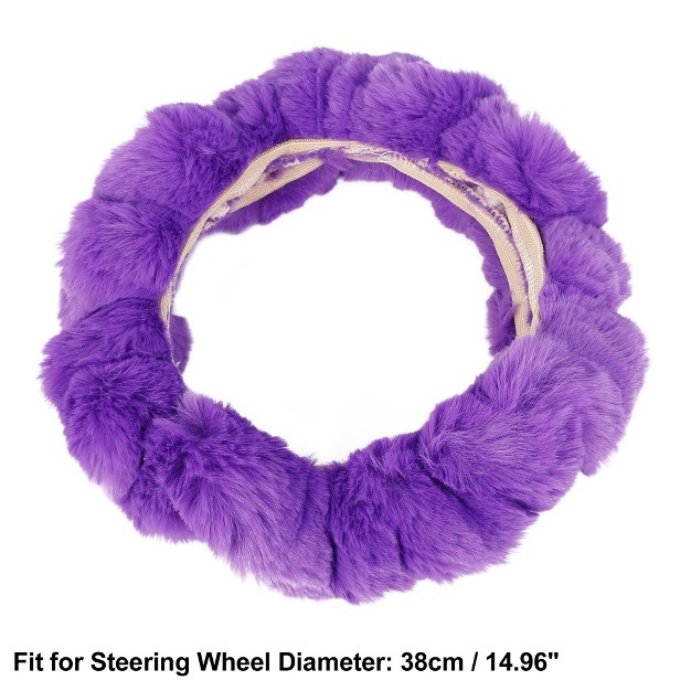 Unique Bargains Winter Warm Faux Fur Car Steering Wheel Cover Replacement Universal