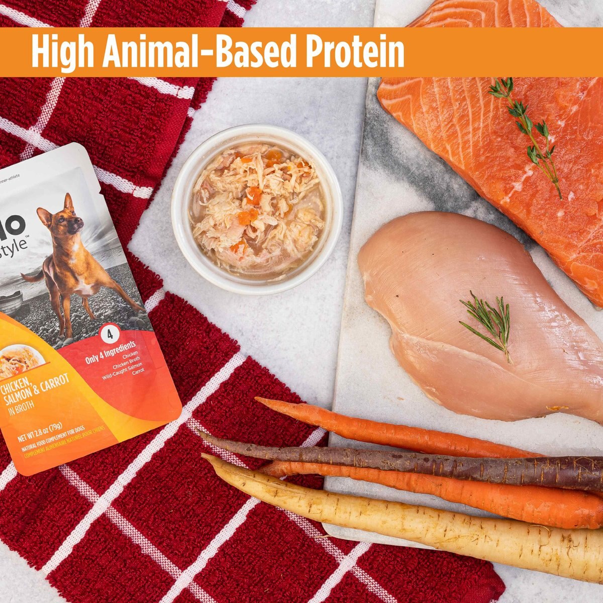 Nulo FreeStyle Chicken， Salmon， and Carrot in Broth Dog Food Topper